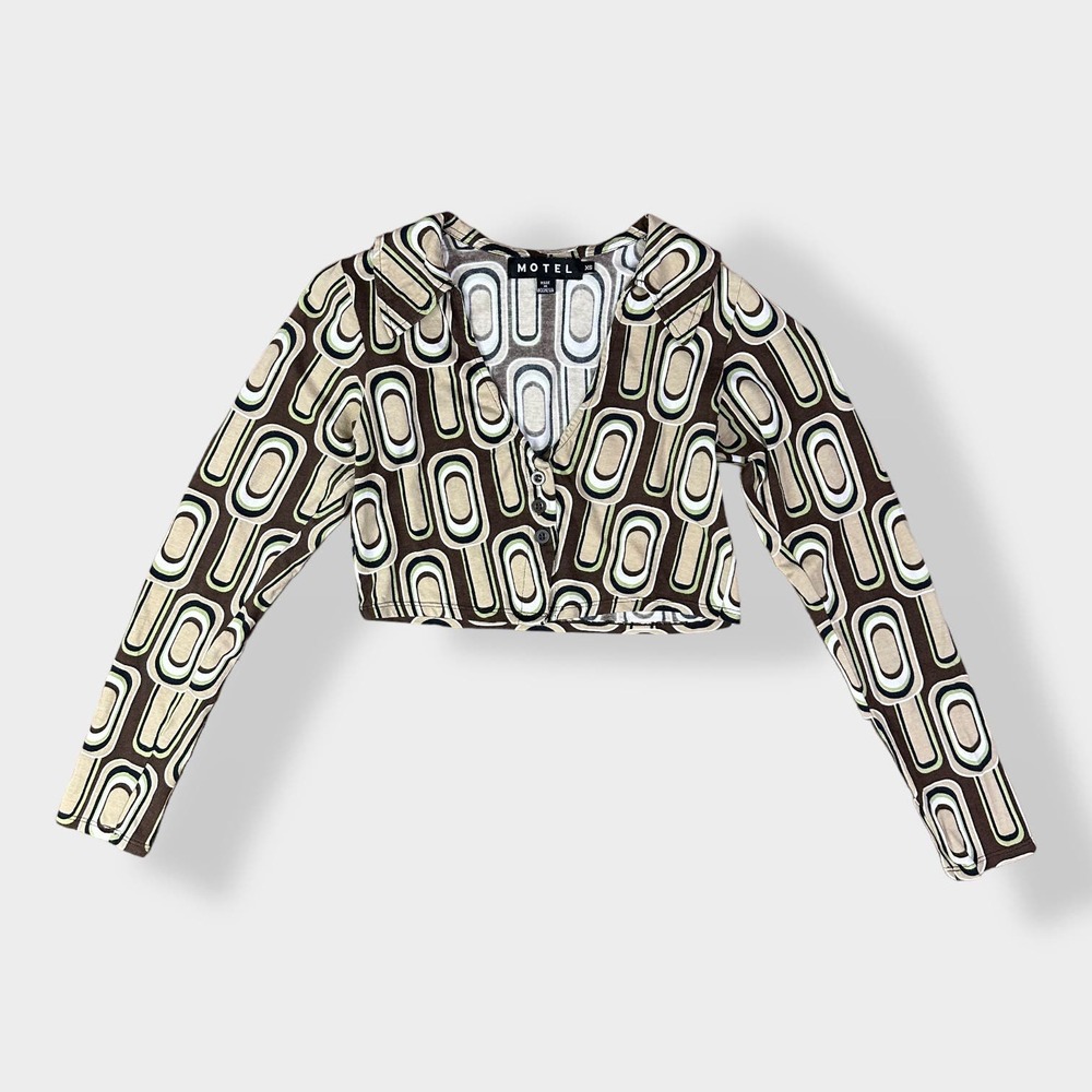 MOTEL Rocks Portia‎ Crop Top in Retro Spot Brown Size XS